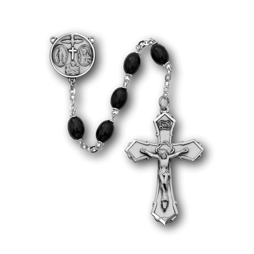 Bonyak Jewelry Black Miraculous Rosary Boxed