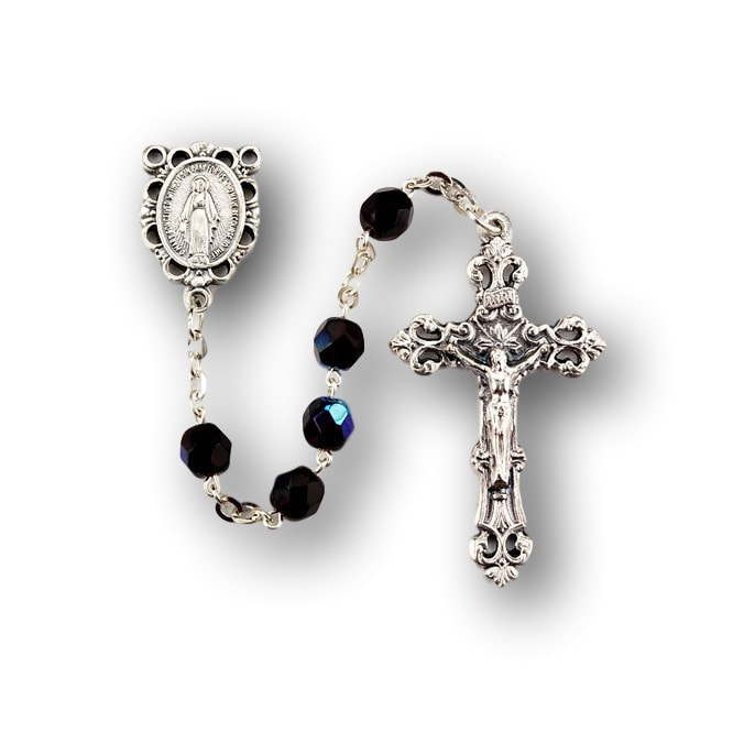 Bonyak Jewelry Blue Crystal Rosary Boxed